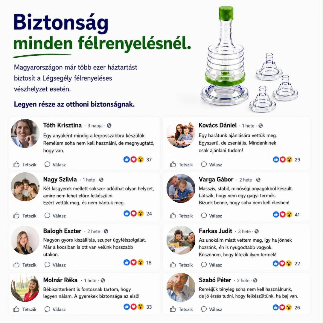 Légsegély™ - Vészhelyzeti szívóeszköz a légutak tisztítására